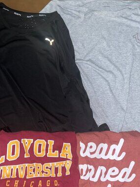 Lot 4 T-shirts Puma True Religion Loyola University Books Rhinestones Black